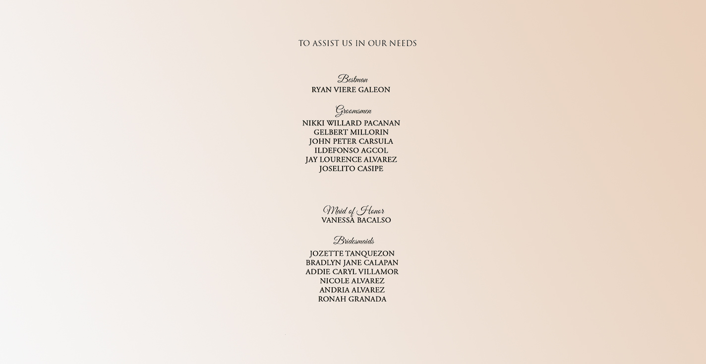 Additional wedding details placeholder